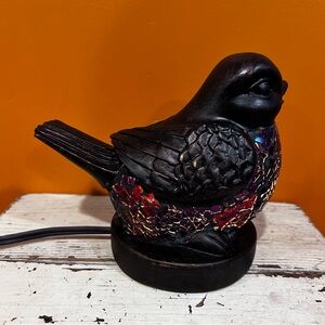 Black Mosaic Bird Lamp 5 1/2 inches‎ high 6 inches long.